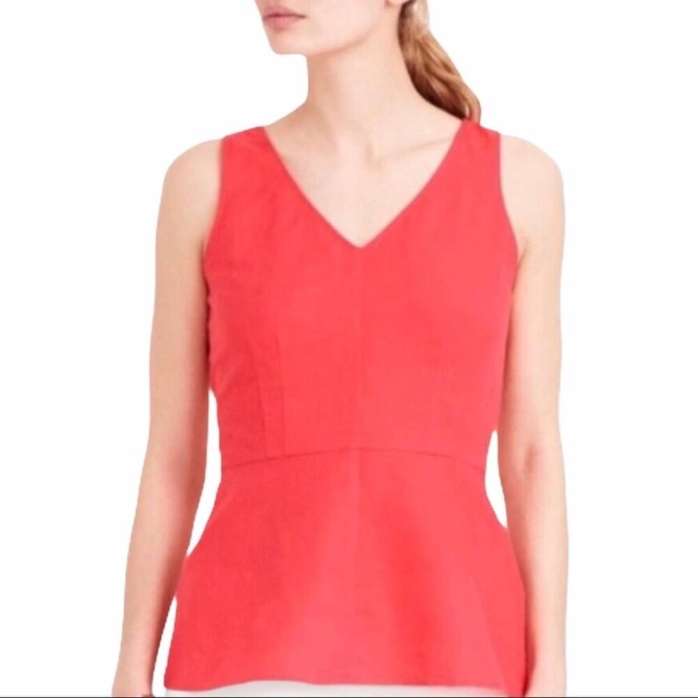 J. Crew Red Sleeveless Linen Peplum Top